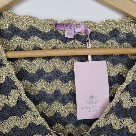 CALYPSO ST BARTH Rigma Cashmere Sweater Dress Women's XS Grey Chevron Boho Tunic - Picture 4 of 14